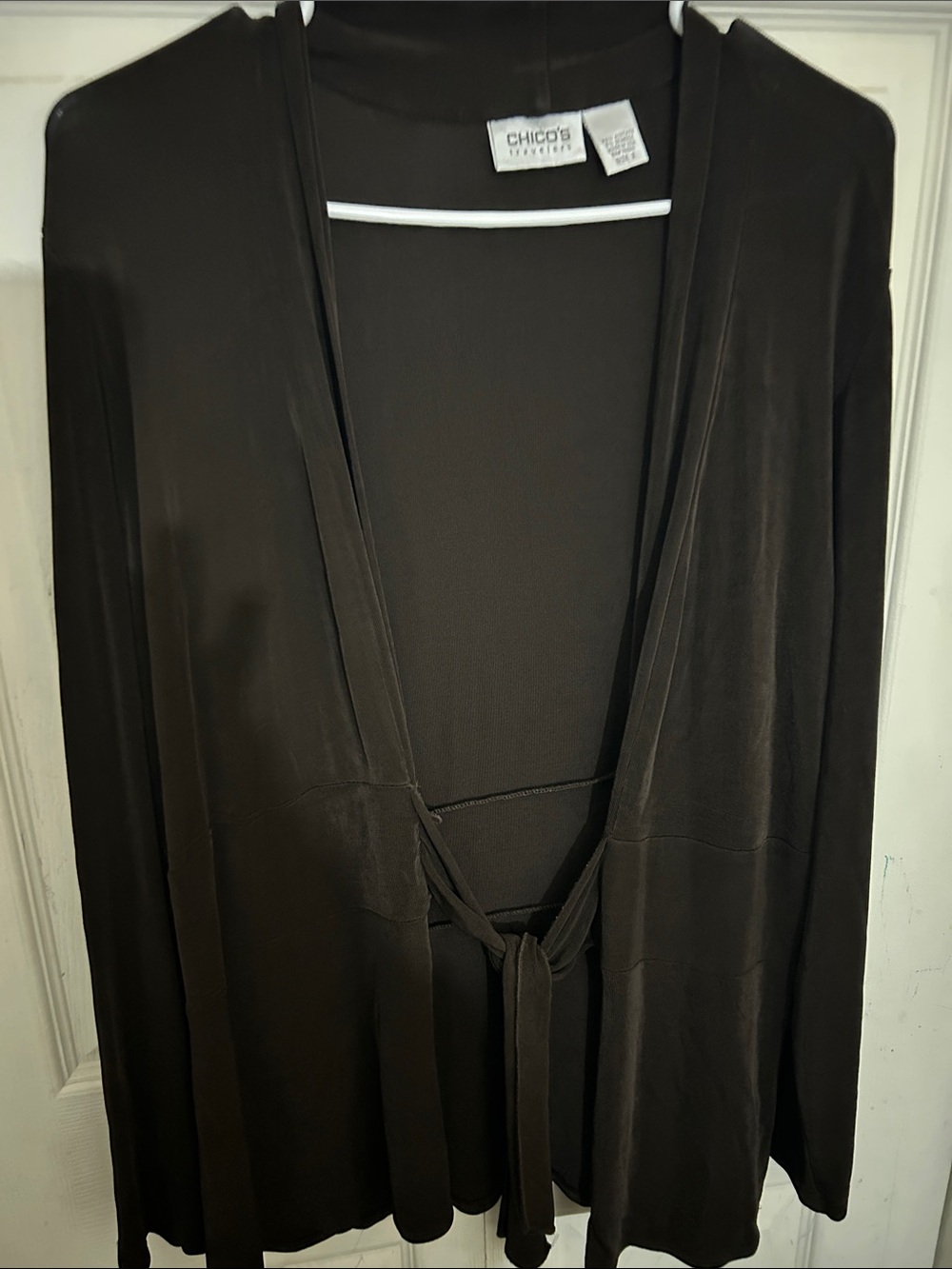 Chico's Dark Brown Tie-Front Lightweight Wrap Cardigan